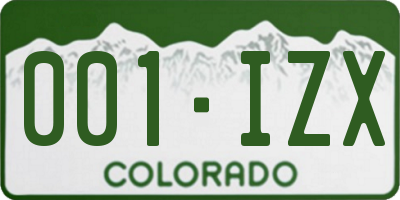 CO license plate 001IZX