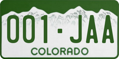 CO license plate 001JAA