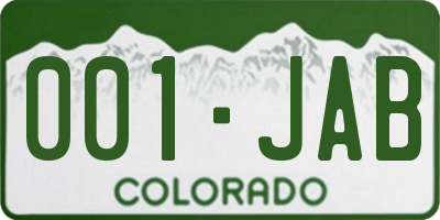 CO license plate 001JAB