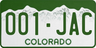 CO license plate 001JAC