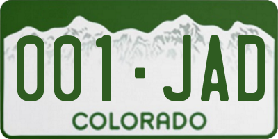 CO license plate 001JAD