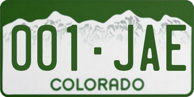 CO license plate 001JAE