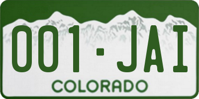 CO license plate 001JAI