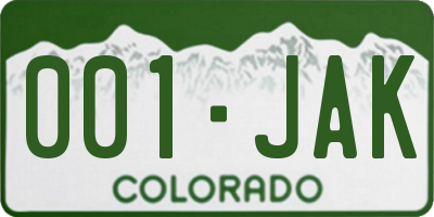 CO license plate 001JAK