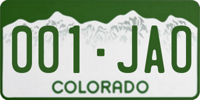 CO license plate 001JAO