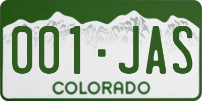 CO license plate 001JAS