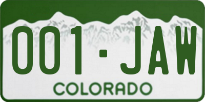 CO license plate 001JAW