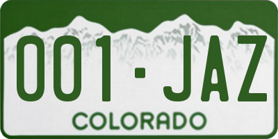 CO license plate 001JAZ