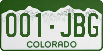 CO license plate 001JBG