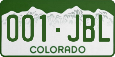 CO license plate 001JBL