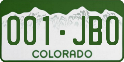 CO license plate 001JBO