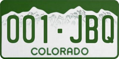 CO license plate 001JBQ