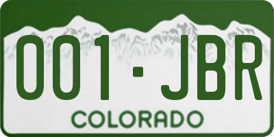 CO license plate 001JBR