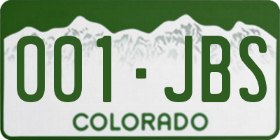 CO license plate 001JBS