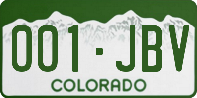 CO license plate 001JBV