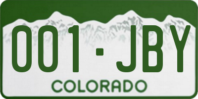 CO license plate 001JBY