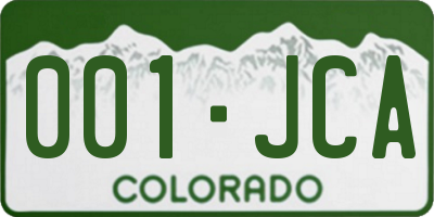 CO license plate 001JCA