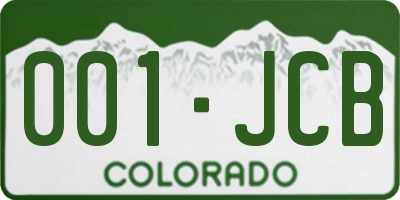 CO license plate 001JCB