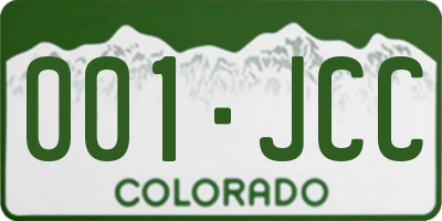 CO license plate 001JCC