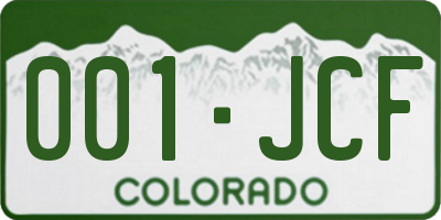 CO license plate 001JCF