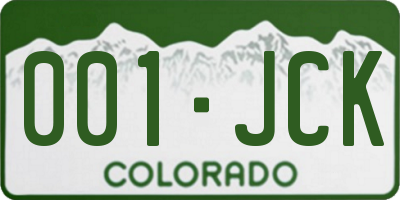 CO license plate 001JCK