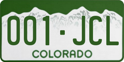 CO license plate 001JCL