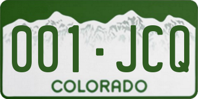 CO license plate 001JCQ