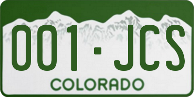 CO license plate 001JCS