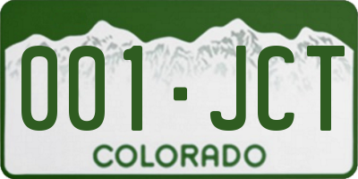 CO license plate 001JCT