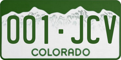 CO license plate 001JCV