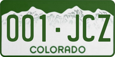 CO license plate 001JCZ