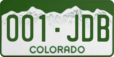 CO license plate 001JDB