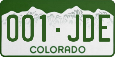 CO license plate 001JDE