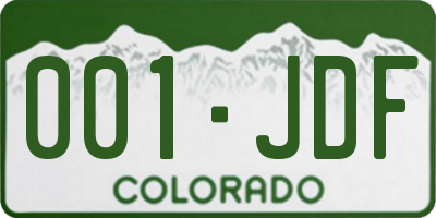 CO license plate 001JDF