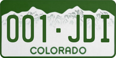 CO license plate 001JDI