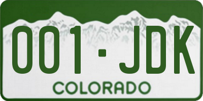 CO license plate 001JDK