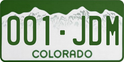 CO license plate 001JDM