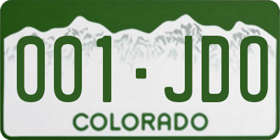 CO license plate 001JDO