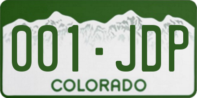 CO license plate 001JDP