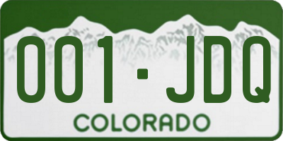 CO license plate 001JDQ