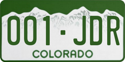 CO license plate 001JDR
