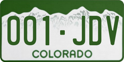 CO license plate 001JDV