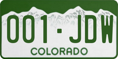 CO license plate 001JDW