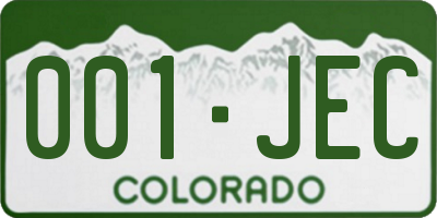 CO license plate 001JEC