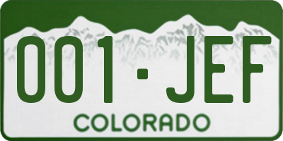 CO license plate 001JEF