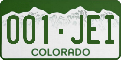 CO license plate 001JEI