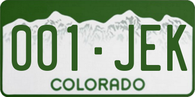 CO license plate 001JEK