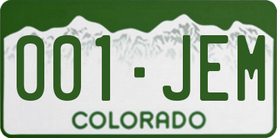 CO license plate 001JEM