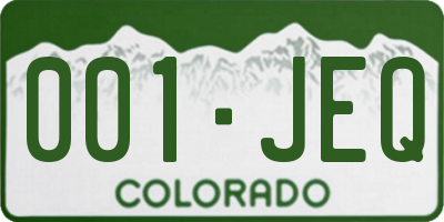 CO license plate 001JEQ