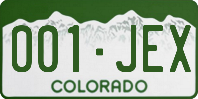 CO license plate 001JEX